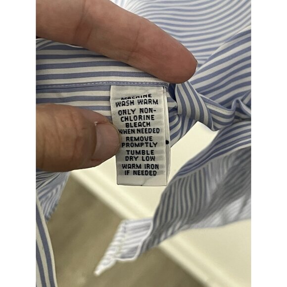 Ralph Lauren Blue White Stripe Button Down Shirt Size L/XL (17.5, 32/33) - Picture 8 of 14